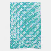 Turquoise Greek Key Pattern Theedoek (Verticaal)