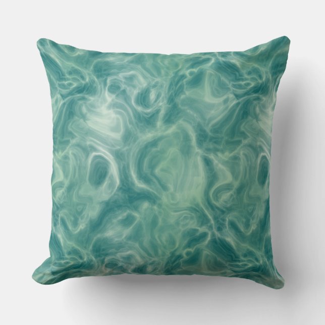 Turquoise Green Abstract Kussen (Voorkant)