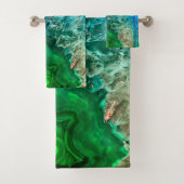 Turquoise Green Agate Mineral Gemstone Bad Handdoek (Insitu)