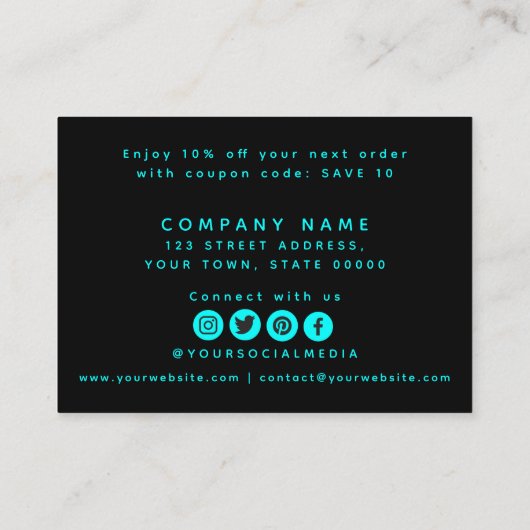 Turquoise Green bedankt voor uw bestelling Informatiekaartje (Achterkant)