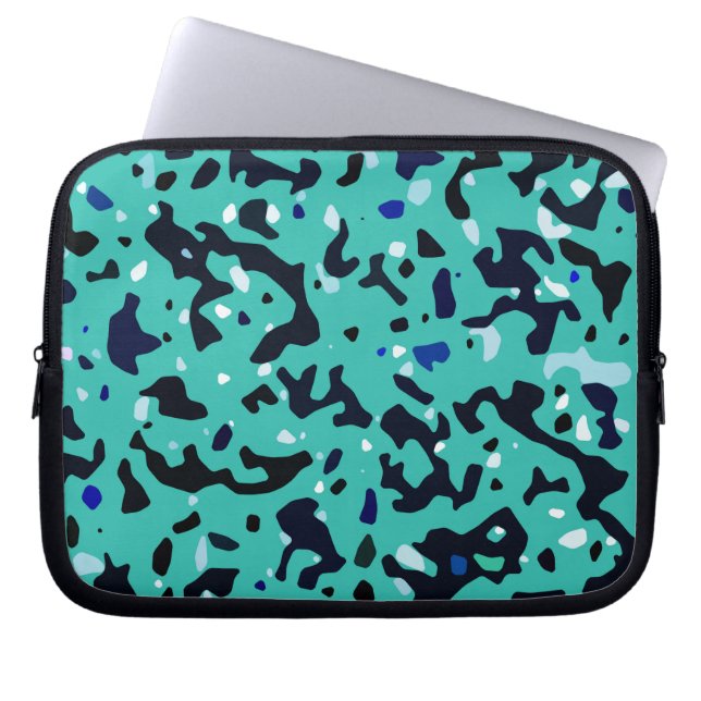 Turquoise Green Blauwgroen Blue Pattern Laptop Sleeve (Voorkant)