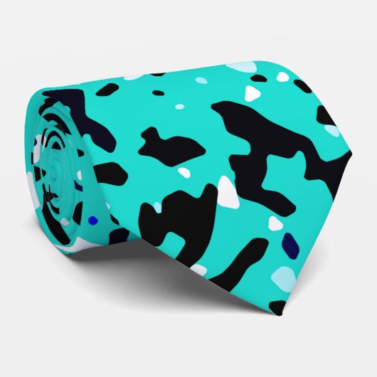 Turquoise Green Blauwgroen Blue Pattern Stropdas (Opgerold)