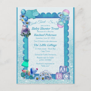 Turquoise Green Blue Baby shower Briefkaart