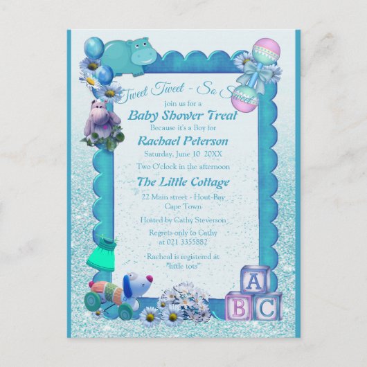Turquoise Green Blue Baby shower Briefkaart (Voorkant)