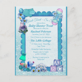 Turquoise Green Blue Baby shower Briefkaart