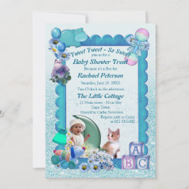 Turquoise Green Blue Baby shower Invitation Bedankkaart