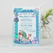 Turquoise Green Blue Baby shower Invitation Bedankkaart (Staand voorkant)