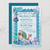 Turquoise Green Blue Baby shower Invitation Bedankkaart (Voorkant / Achterkant)