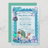 Turquoise Green Blue Baby shower Invitation Bedankkaart (Voorkant / Achterkant)