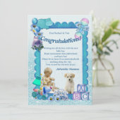 Turquoise Green Blue Baby shower Invitation Bedankkaart (Staand voorkant)