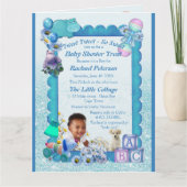 Turquoise Green Blue Baby shower Invitation Bedankkaart (Voorkant)