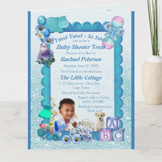 Turquoise Green Blue Baby shower Invitation Bedankkaart (Voorkant)