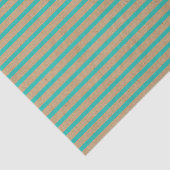 Turquoise Green Blue Lines Faux Rustic Brown Kraft Tissuepapier (Detail)
