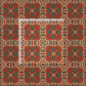 Turquoise Green Blue Oranje Aztec Mosaic Pattern Stof (Delen)