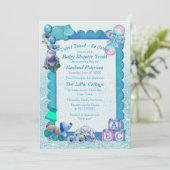 Turquoise Green Blue Photo Lijst Invitation Bedankkaart (Staand voorkant)