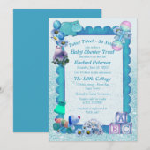 Turquoise Green Blue Photo Lijst Invitation Bedankkaart (Voorkant / Achterkant)