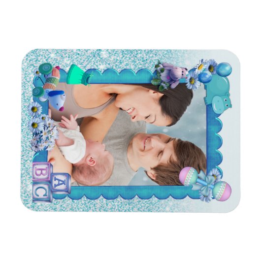 Turquoise Green Blue Photo lijst Magneet (Horizontaal)