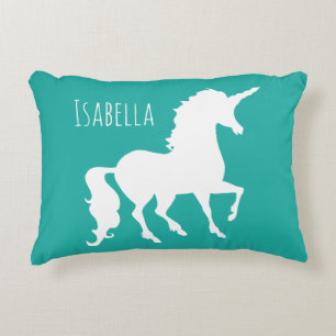 Turquoise Green Blue Unicorn Silhouette Girly Kind Accent Kussen