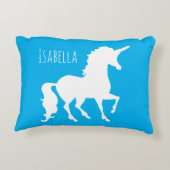 Turquoise Green Blue Unicorn Silhouette Girly Kind Accent Kussen (Achterkant)