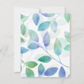 Turquoise Green Blue Waterverf Leaves Kaart (Achterkant)