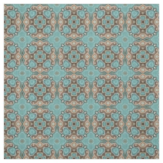 Turquoise Green Brown Bali Batik Style Pattern Stof (Swatch)