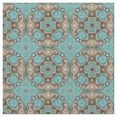 Turquoise Green Brown Bali Batik Style Pattern Stof (Close Up)