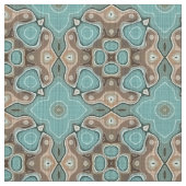 Turquoise Green Brown Bali Batik Style Pattern Stof (Close Up)