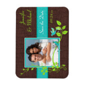 Turquoise Green Brown Crackle Save the Date Magnet Magneet (Verticaal)