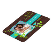 Turquoise Green Brown Crackle Save the Date Magnet Magneet (Linkerzijde)