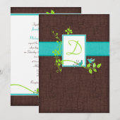 Turquoise Green Brown Crackle Weddenschap Kaart (Voorkant / Achterkant)