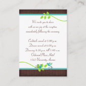 Turquoise Green Brown Floral Birds Enclosure Kaart (Achterkant)