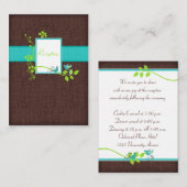 Turquoise Green Brown Floral Birds Enclosure Kaart (Voorkant / Achterkant)