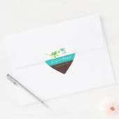 Turquoise Green Brown Floral Birds Envelope Seal Hart Sticker (Envelop)