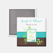 Turquoise Green Brown Floral Wedding Favor Magnet (Voorkant / Achterkant)