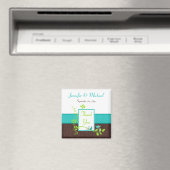 Turquoise Green Brown Floral Wedding Favor Magnet (Insitu (Vaatwasser))