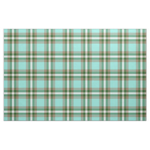 Turquoise Green Brown White Tartan Squares Patroon Stof