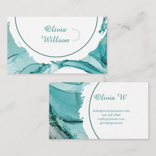 Turquoise Green Business Card Visitekaartje (Voorkant / Achterkant)