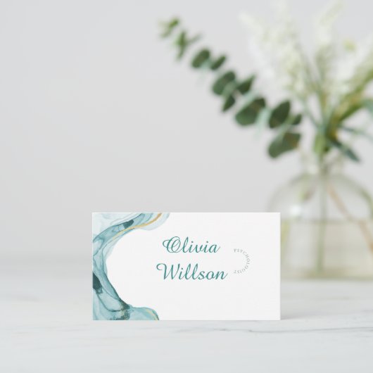 Turquoise Green Business Card Visitekaartje (Staand voorkant)