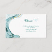 Turquoise Green Business Card Visitekaartje (Achterkant)