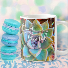 Turquoise Green Cactus Bloom waar je bent geplant Koffiemok