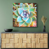 Turquoise Green Cactus Photo Bloom, waar gepland Canvas Afdruk