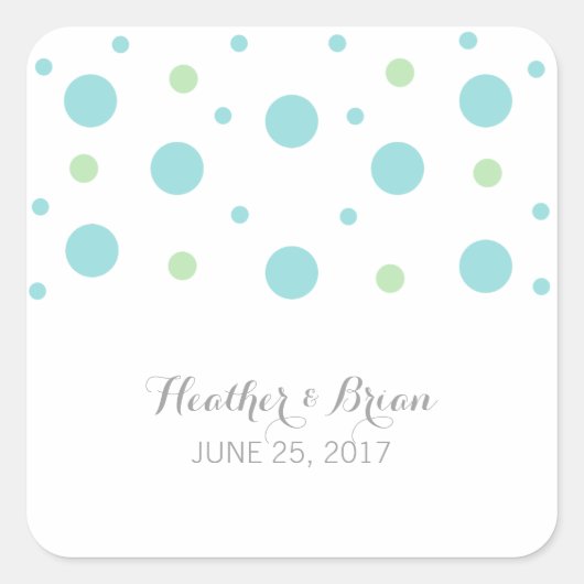 Turquoise Green Confetti Wedding Stickers (Voorkant)