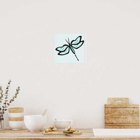 Turquoise Green Dragonfly Poster (Keuken)