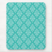 Turquoise Green en Mint Damask Pattern Muismat (Voorkant)