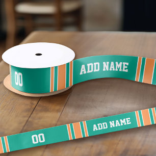 Turquoise Green en Oranje Custom Sports Jersey Satijnen Lint