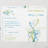 Turquoise, Green en White Floral Wedding Programme (Voorkant / Achterkant)