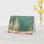Turquoise Green Gold Foil Kerstboom Kaart (Gele Bloem)
