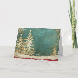 Turquoise Green Gold Foil Kerstboom Kaart