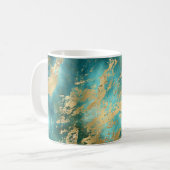 Turquoise Green Gold Marble Koffiemok (Voorkant links)