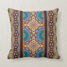 Turquoise Green Gold Rust Boho Kussen